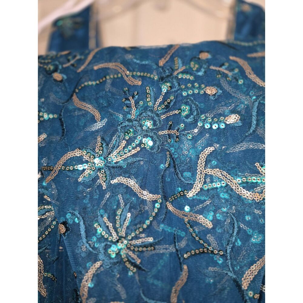 Anarkali Flared Gown - Teal - Picture 11 of 12